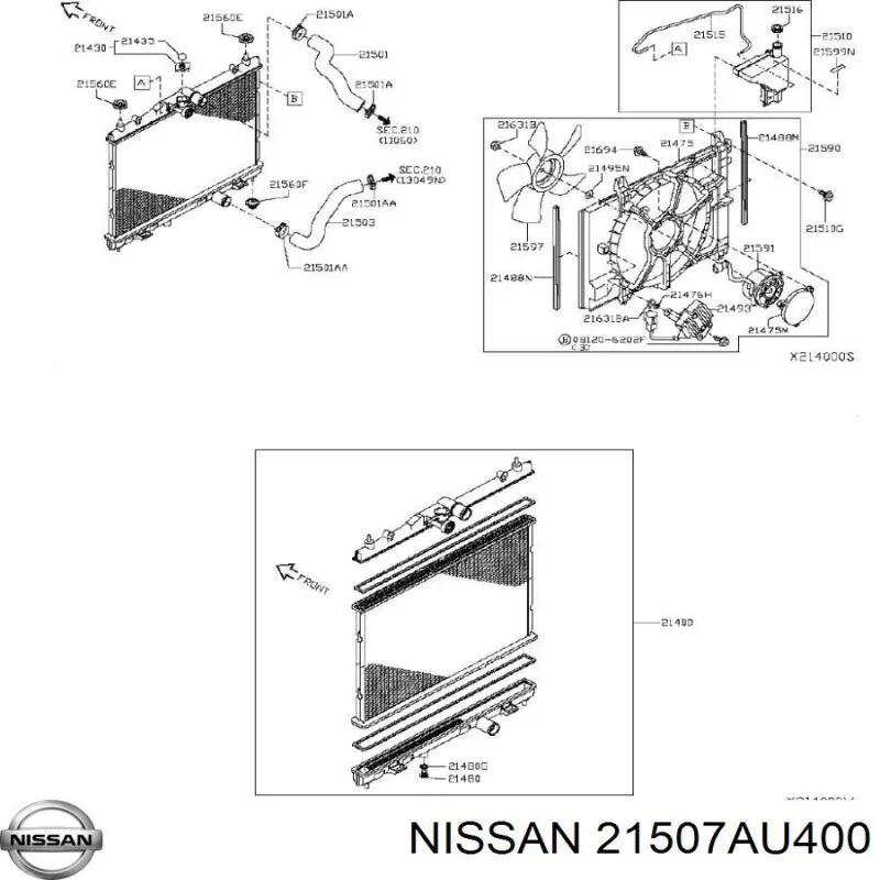 Compre 21507AU400 Nissan/Infiniti Consola (coxim de fixação) inferior do radiador