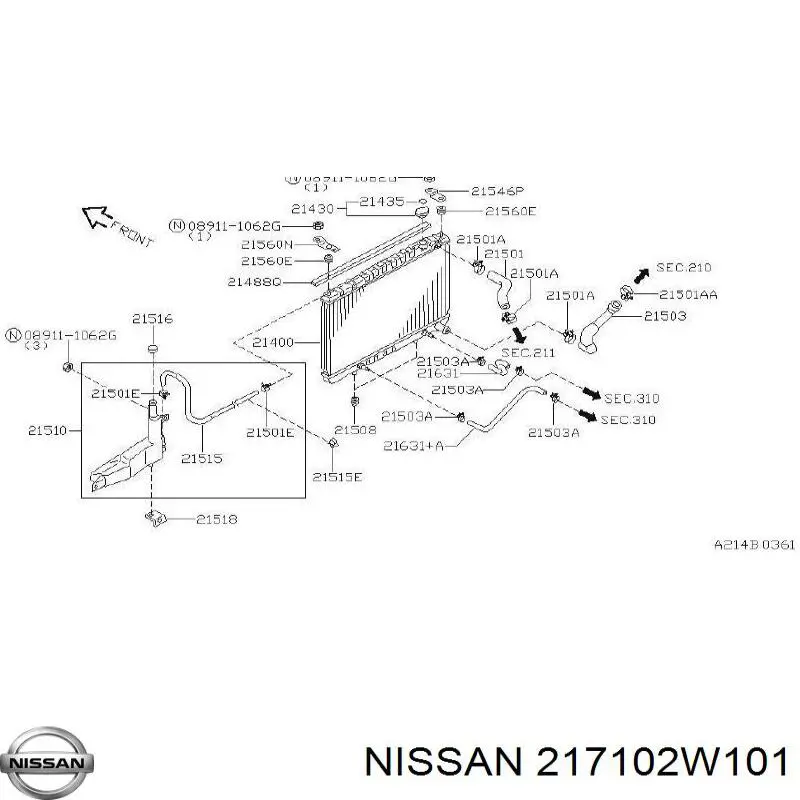 Tanque de expansão do sistema de esfriamento para Nissan Pathfinder  R50