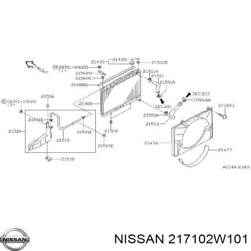  Tanque de expansão do sistema de esfriamento Nissan Pathfinder SUV (R50) (1995 - 2004) 