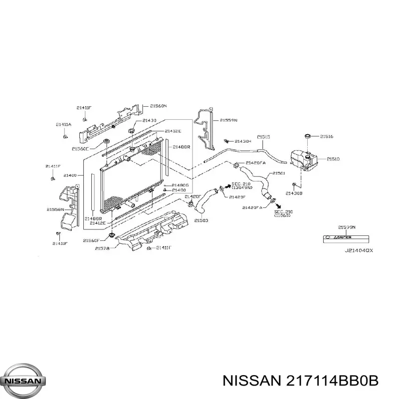 217114BB0B Nissan/Infiniti Tanque de expansão do sistema de esfriamento