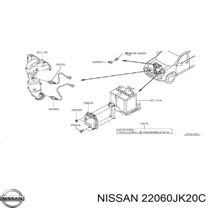 22060JK20C Nissan/Infiniti Sensor de detonação