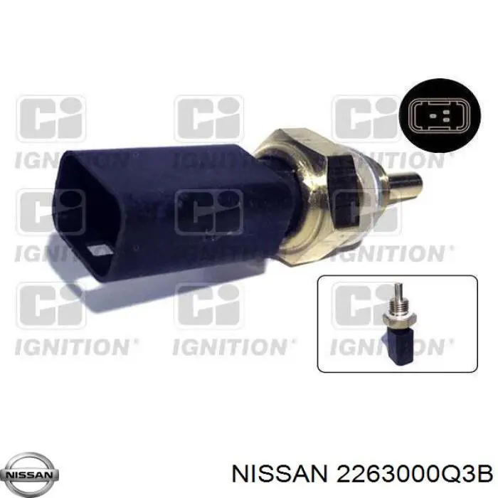 Sensor de temperatura do fluido de esfriamento 2263000Q3B Nissan/Infiniti