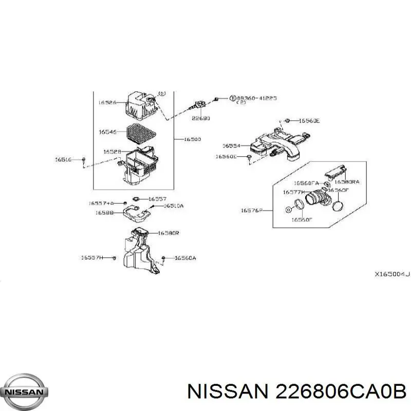 226806CA0B Nissan/Infiniti Sensor de fluxo (consumo) de ar, medidor de consumo M.A.F. - (Mass Airflow)