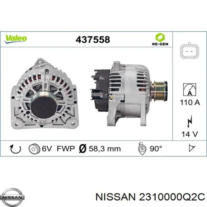Gerador Nissan/Infiniti 2310000Q2C preço, a partir de 99,49 USD