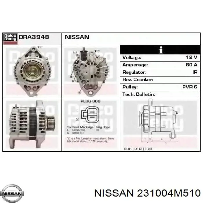 231004M510 Nissan/Infiniti Gerador
