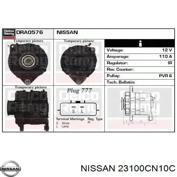 Gerador Nissan/Infiniti 23100CN10C preço, a partir de 134,50 USD