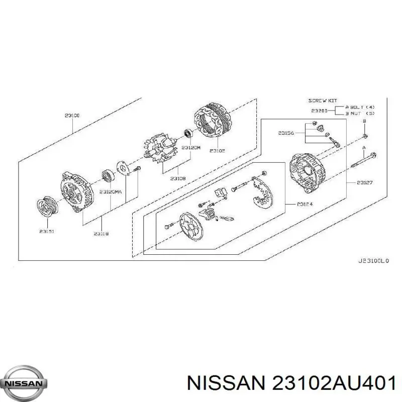 23102AU401 Nissan/Infiniti Enrolamento do gerador, estator