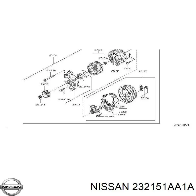 232151AA1A Nissan/Infiniti Relê-regulador do gerador (relê de carregamento)