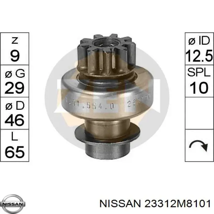 23312M8101 Nissan/Infiniti Roda-livre do motor de arranco