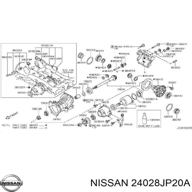 24028JP20A Nissan/Infiniti Cabo (fio) de acoplamento de ligação do eixo traseiro