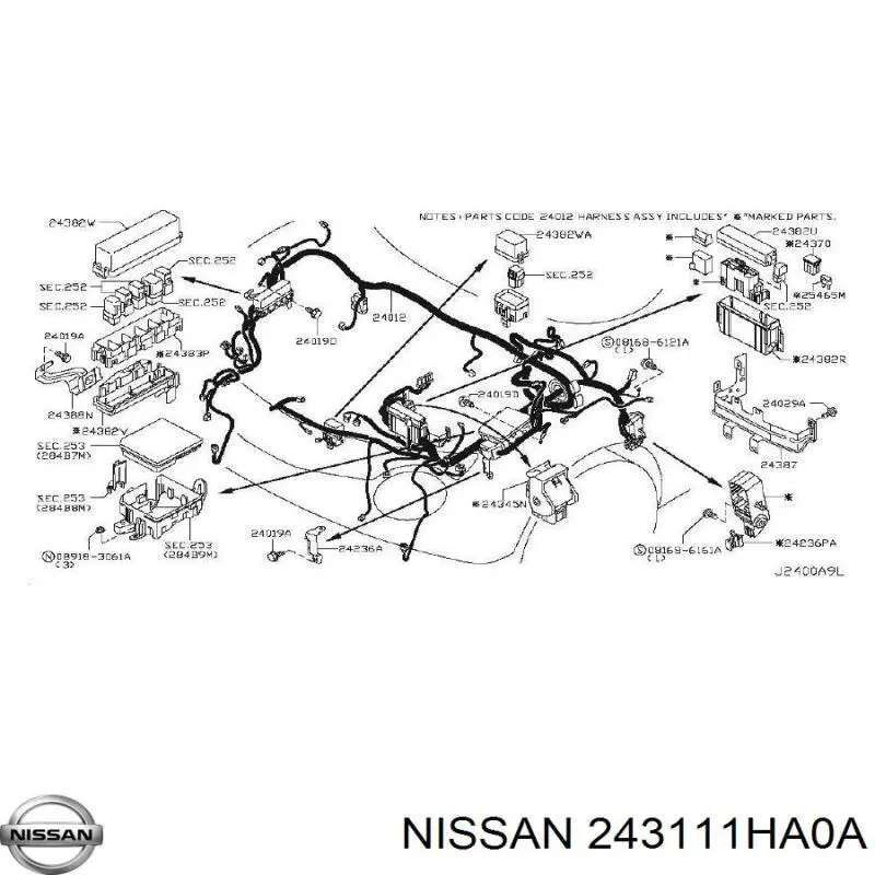 243111HA0A Nissan/Infiniti Unidade de dispositivos de segurança