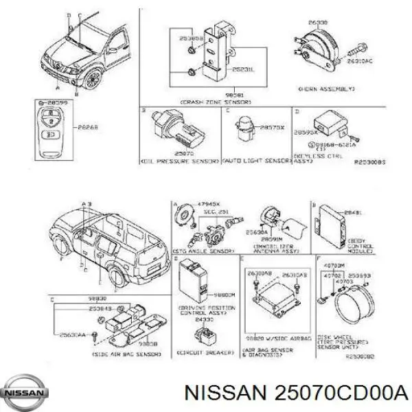 Compre 25070CD00A Nissan/Infiniti Sensor de pressão de óleo