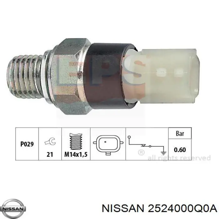 2524000Q0A Nissan/Infiniti Sensor de pressão de óleo