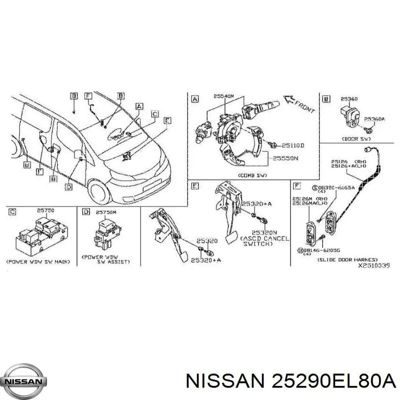 Botão de ativação do sinal de emergência Nissan/Infiniti 25290EL80A preço, a partir de 76,56 USD