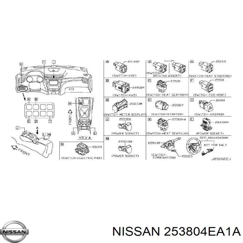 Botão de acionamento do fecho de tampa de porta-malas (de 3ª/5ª porta (de tampa de alcapão) Nissan/Infiniti 253804EA1A preço, a partir de 24,83 USD