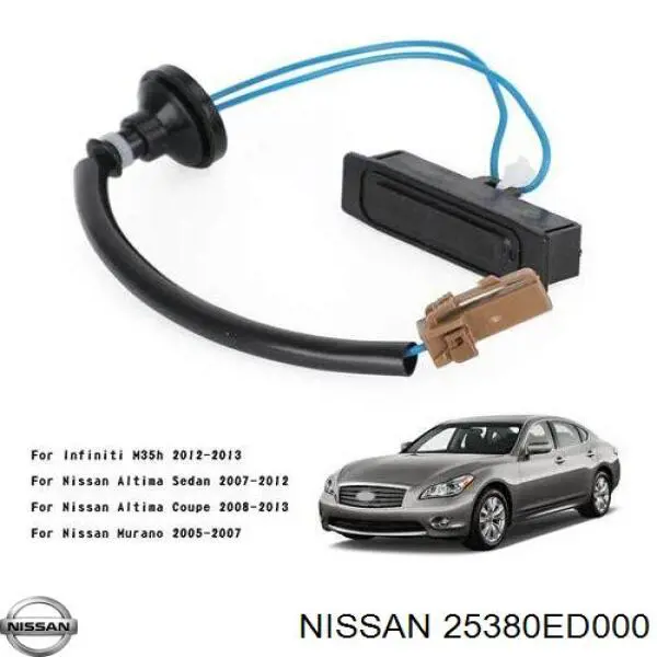 Botão de salão de acionamento de tampa de porta-malas (de 3ª/5ª porta (de tampa de alcapão) Nissan/Infiniti 25380ED000 preço, a partir de 11,88 USD
