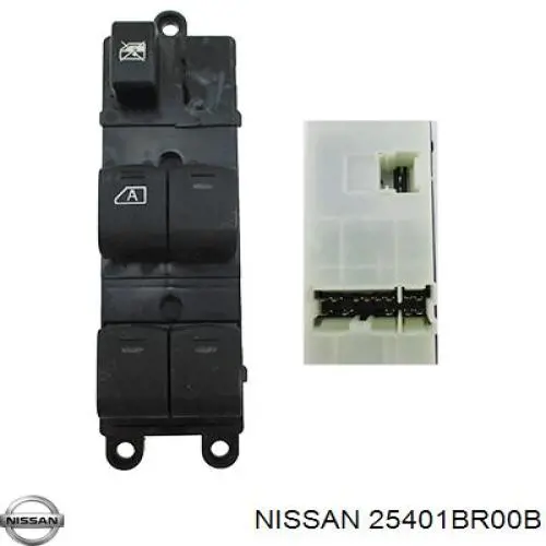 25401BR00B Nissan/Infiniti Unidade de botões dianteira esquerda de controlo de elevador de vidro