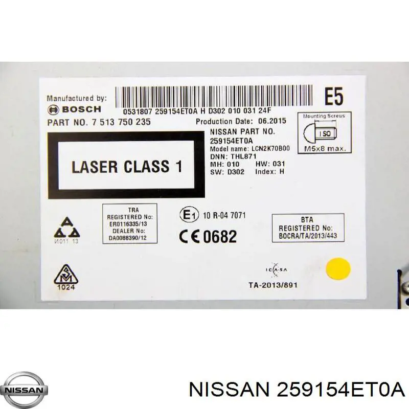 Compre 259154ET0A Nissan/Infiniti Aparelhagem de som (rádio AM/FM), universal