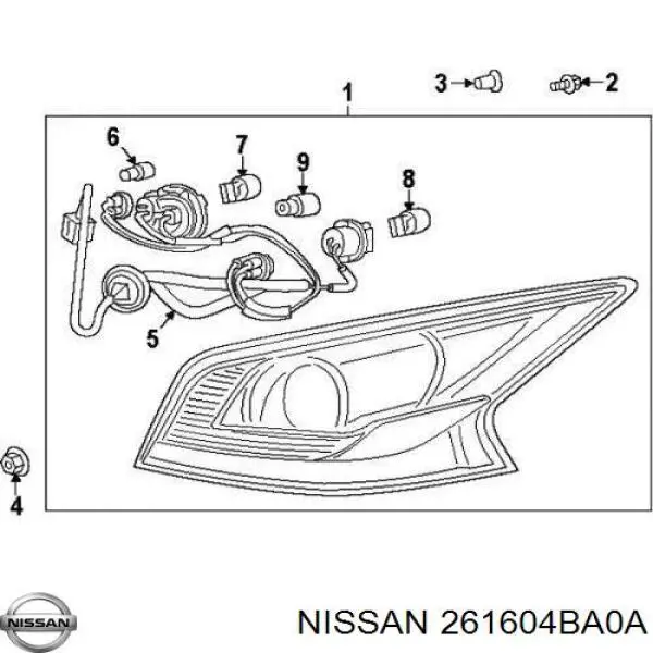 261604BA0A Nissan/Infiniti Pisca-pisca de espelho direito
