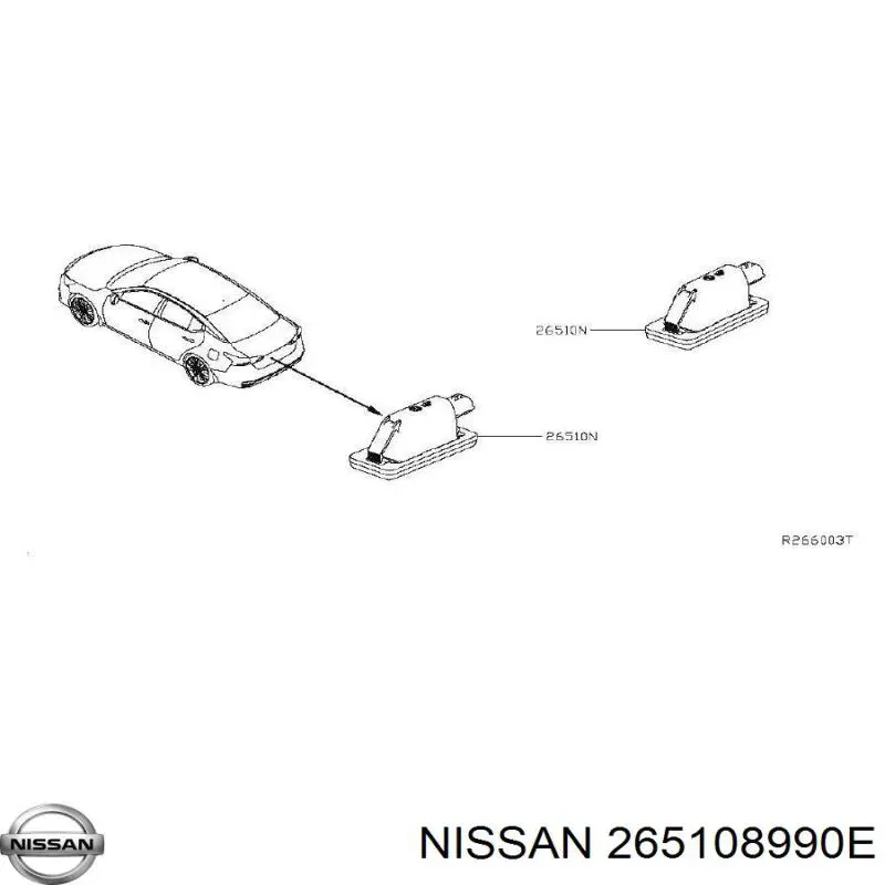 265108990E Nissan/Infiniti Lanterna da luz de fundo de matrícula traseira