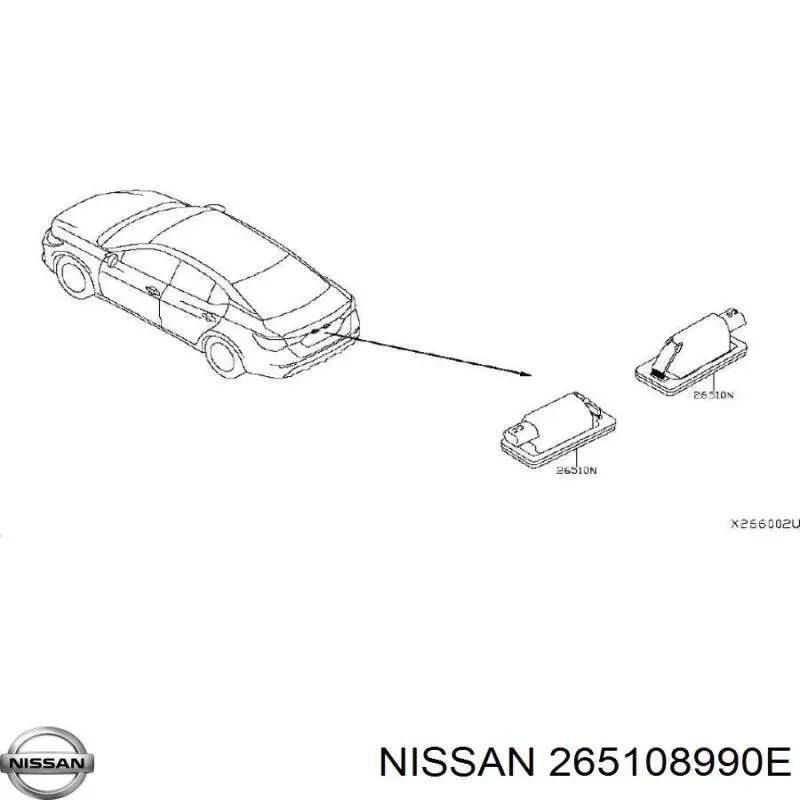 Compre 265108990E Nissan/Infiniti Lanterna da luz de fundo de matrícula traseira