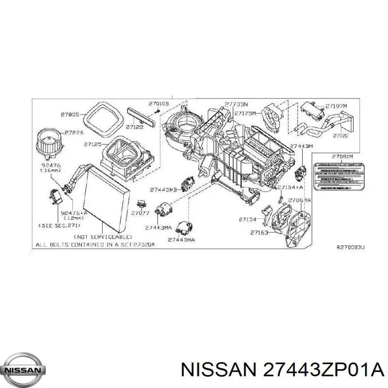 27443ZP01A Nissan/Infiniti Acionamento de comporta de forno
