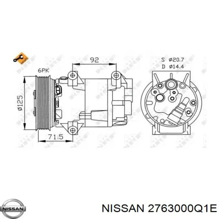 Compressor de aparelho de ar condicionado Nissan/Infiniti 2763000Q1E preço, a partir de 51,08 USD
