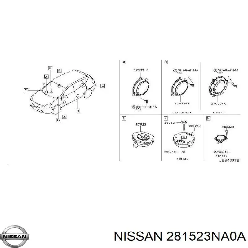  Nissan/Infiniti 281523NA0A preço, a partir de 52,78 USD
