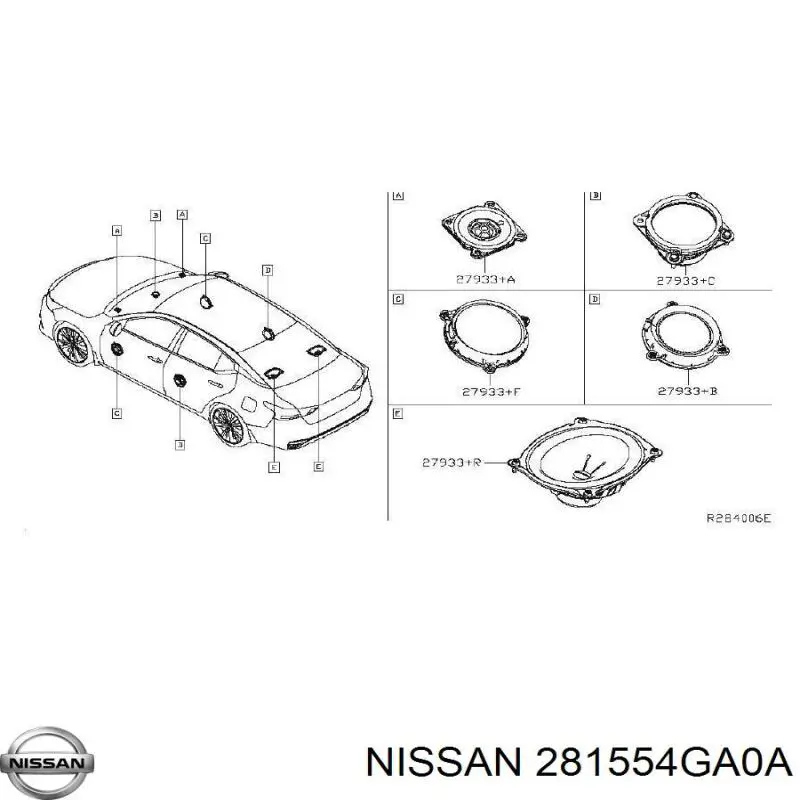 281554GA0A Nissan/Infiniti Alto-falante da porta traseira