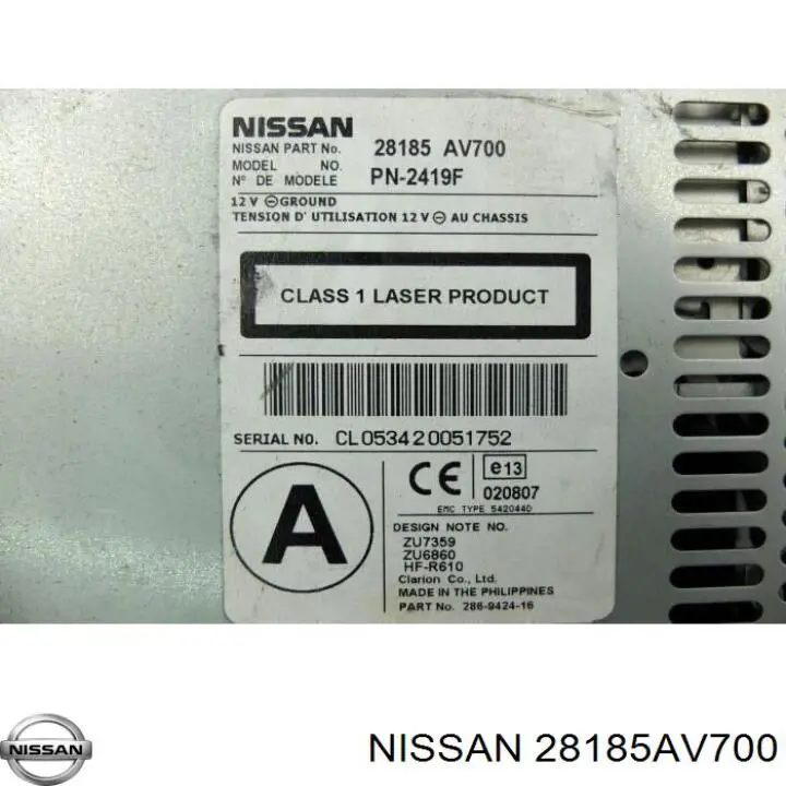 28185AV700 Nissan/Infiniti Aparelhagem de som (rádio AM/FM)