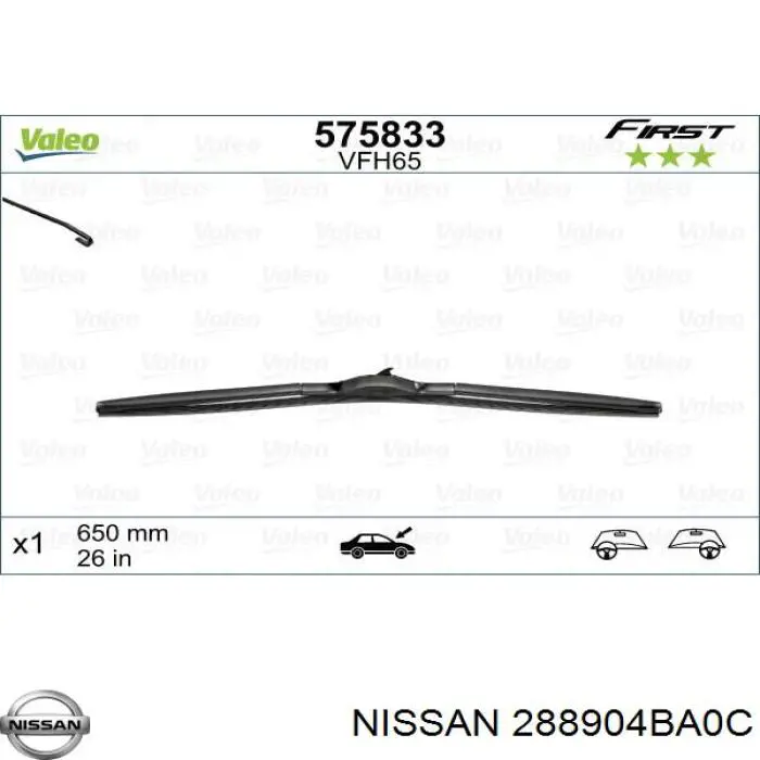 Limpa-pára-brisas do pára-brisas de condutor Nissan/Infiniti 288904BA0C preço, a partir de 14,77 USD