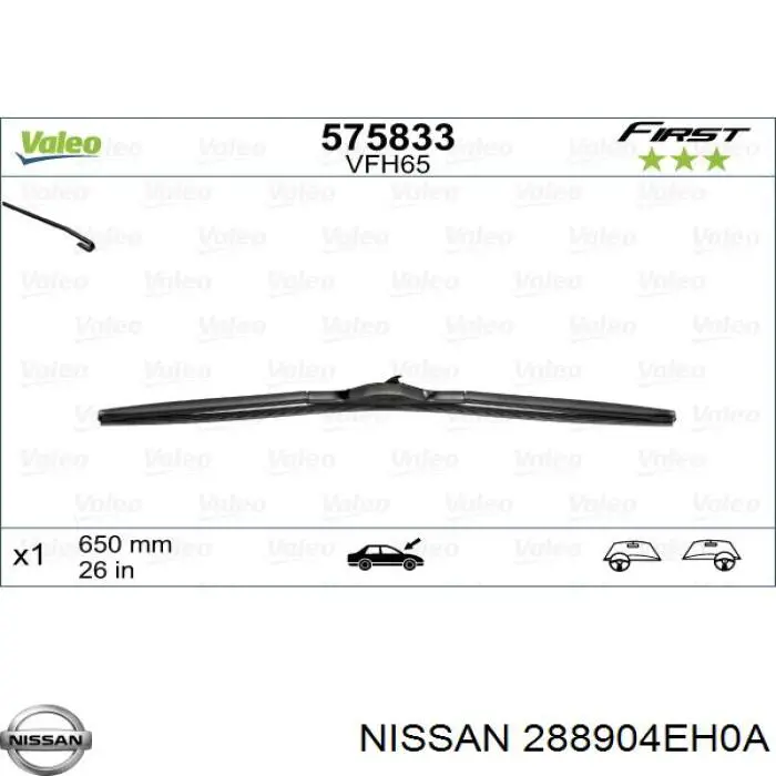 288904EH0A Nissan/Infiniti Limpa-pára-brisas do pára-brisas de condutor