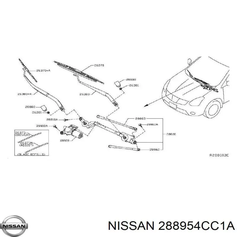  Nissan/Infiniti 288954CC1A preço, a partir de 54,48 USD