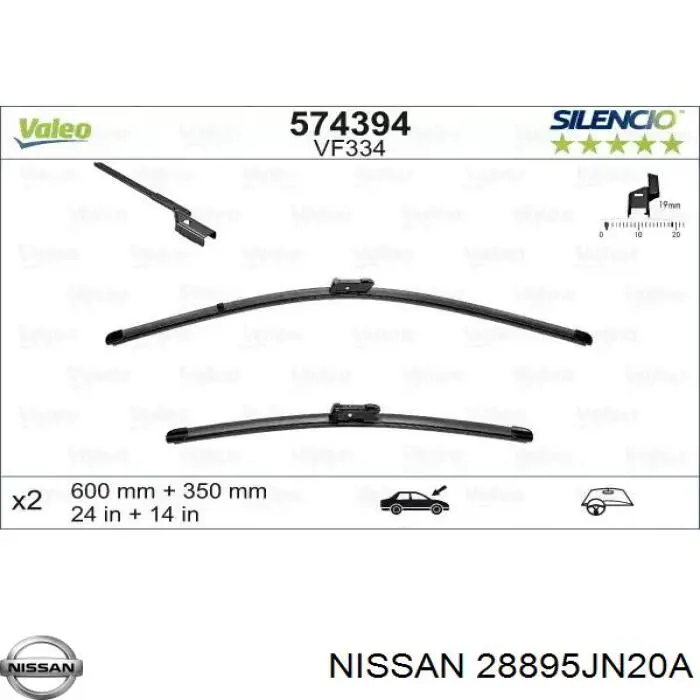 Elástico da escova de limpador pára-brisas de condutor Nissan/Infiniti 28895JN20A preço, a partir de 18,69 USD