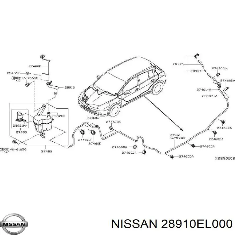 Tanque de fluido para lavador de vidro para Nissan Tiida  SC11X