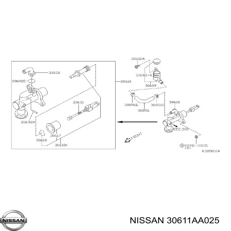 Compre 30611AA025 Nissan/Infiniti Kit de reparação de cilindro principal de embraiagem
