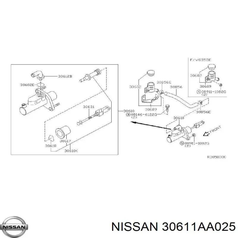 30611AA025 Nissan/Infiniti Kit de reparação de cilindro principal de embraiagem