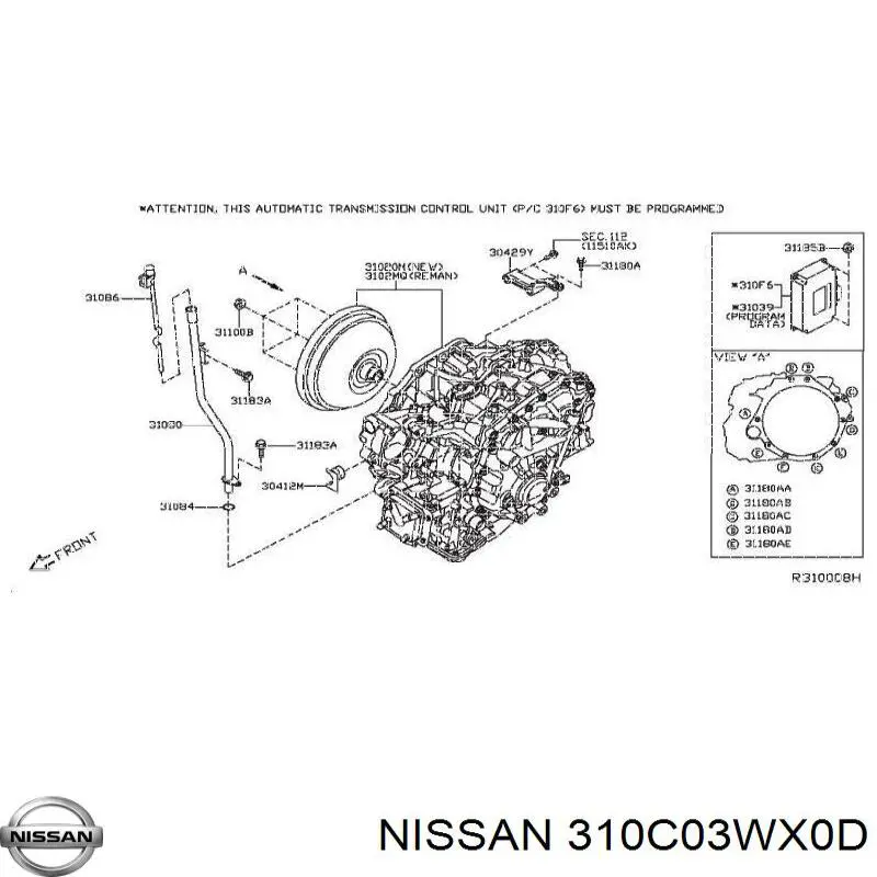 310CM3WX3CRE Nissan/Infiniti Caixa Automática de Mudança montada