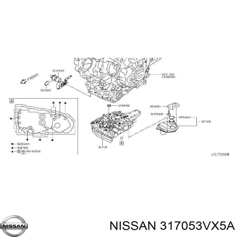 317053VX1C Nissan/Infiniti Unidade hidráulica da Caixa Automática de Mudança