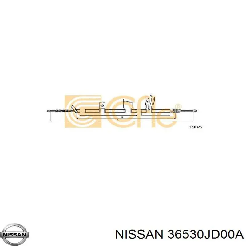 Compre 36530JD00A Nissan/Infiniti Cabo do freio de estacionamento traseiro direito