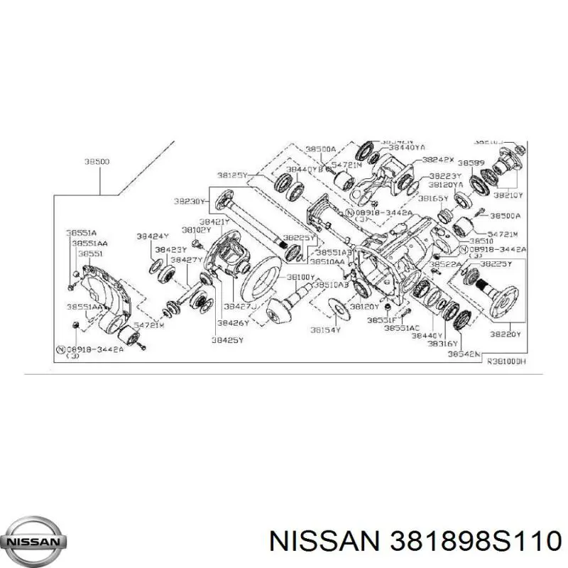 Compre 381898S110 Nissan/Infiniti Bucim da haste de redutor do eixo dianteiro