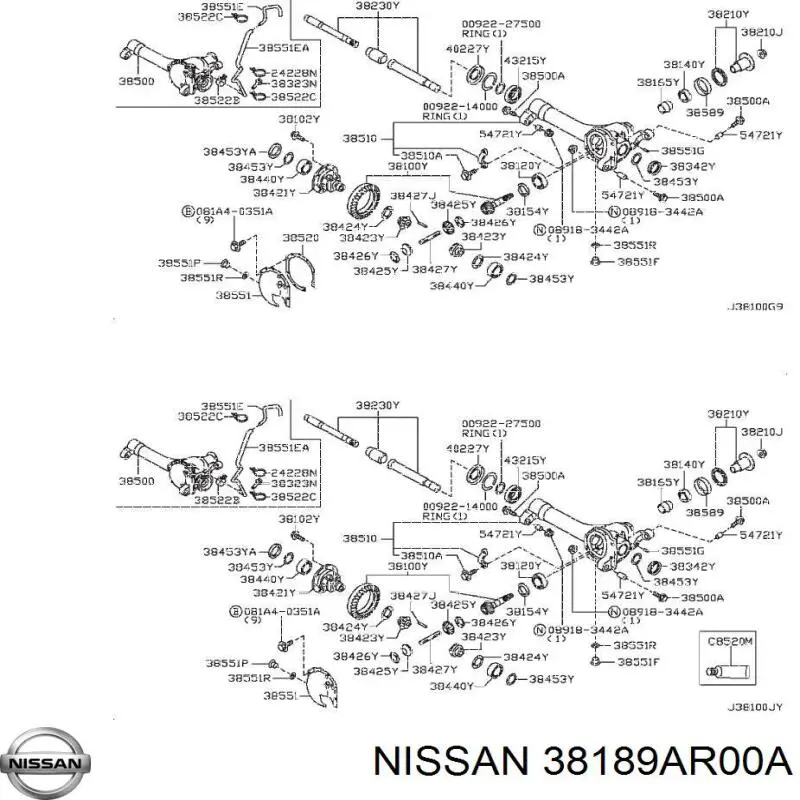 38189AR00A Nissan/Infiniti Bucim da haste de redutor do eixo dianteiro