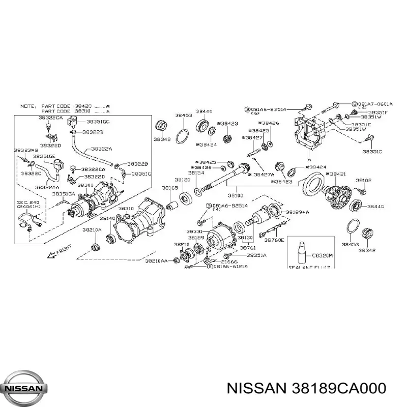 38189CA000 Nissan/Infiniti Bucim de redutor do eixo traseiro