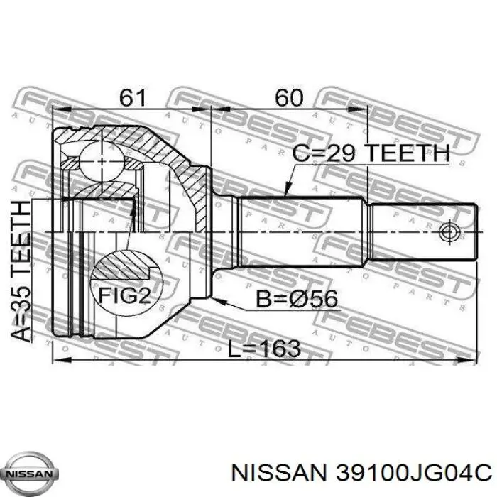 Semieixo (acionador) dianteiro direito Nissan/Infiniti 39100JM10A preço, a partir de 147,11 USD