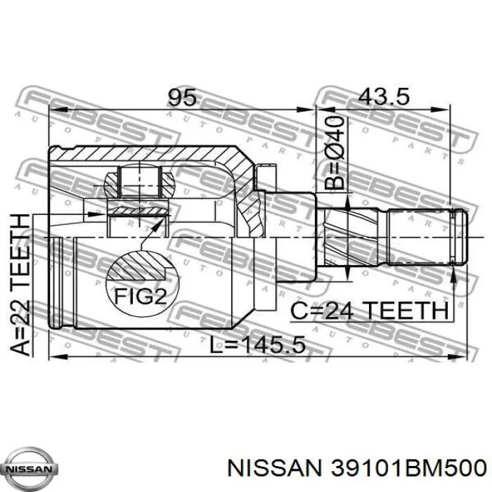 Compre 39101BM500 Nissan/Infiniti Semieixo (acionador) dianteiro esquerdo