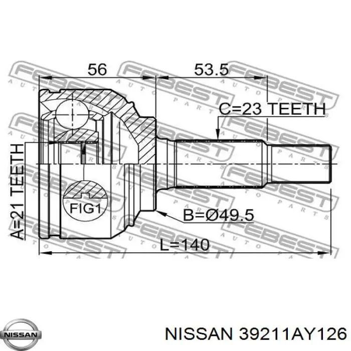 Junta homocinética externa dianteira Nissan/Infiniti 39211AY126 preço, a partir de 23,03 USD