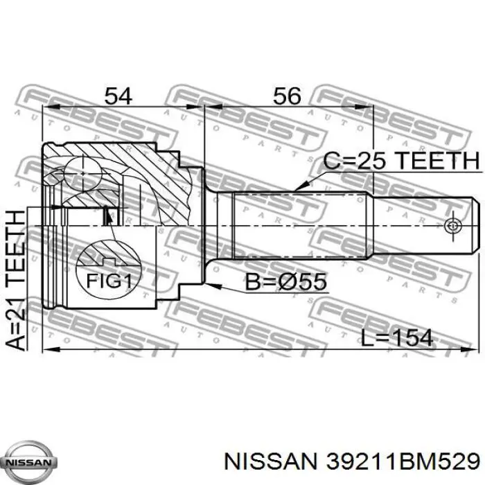 Junta homocinética externa dianteira Nissan/Infiniti 39211BM529 preço, a partir de 44,67 USD
