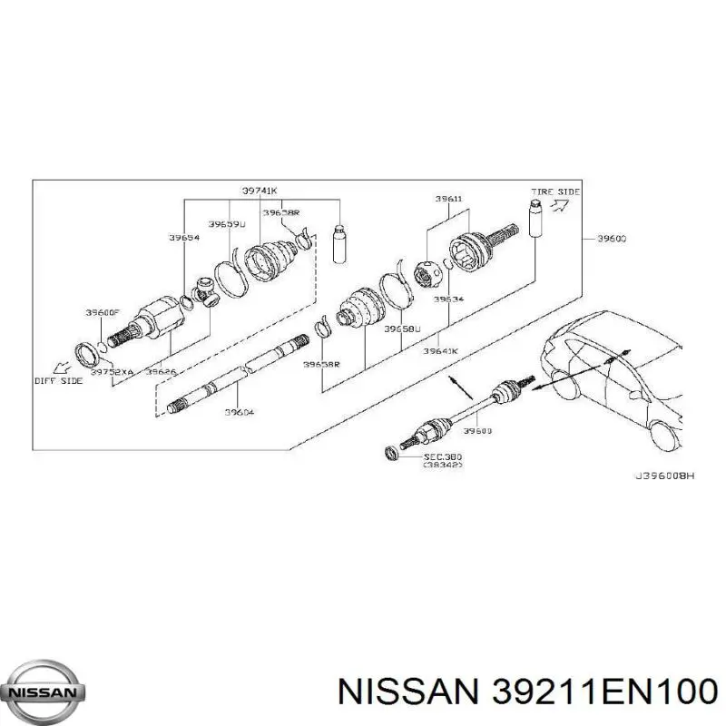 Compre 39211EN100 Nissan/Infiniti Junta homocinética externa traseira