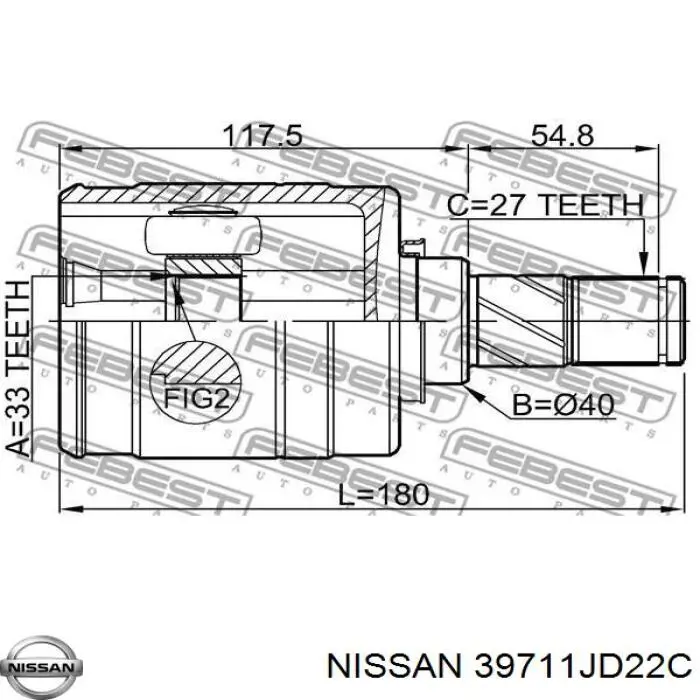 Compre 39711JD22C Nissan/Infiniti Junta homocinética interna dianteira esquerda