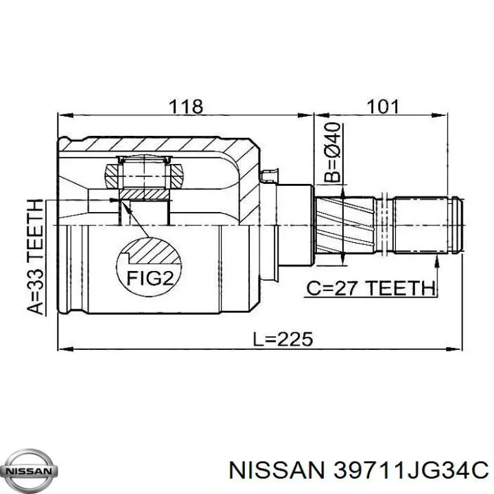 Junta homocinética interna dianteira esquerda Nissan/Infiniti 39711JG34C preço, a partir de 44,44 USD
